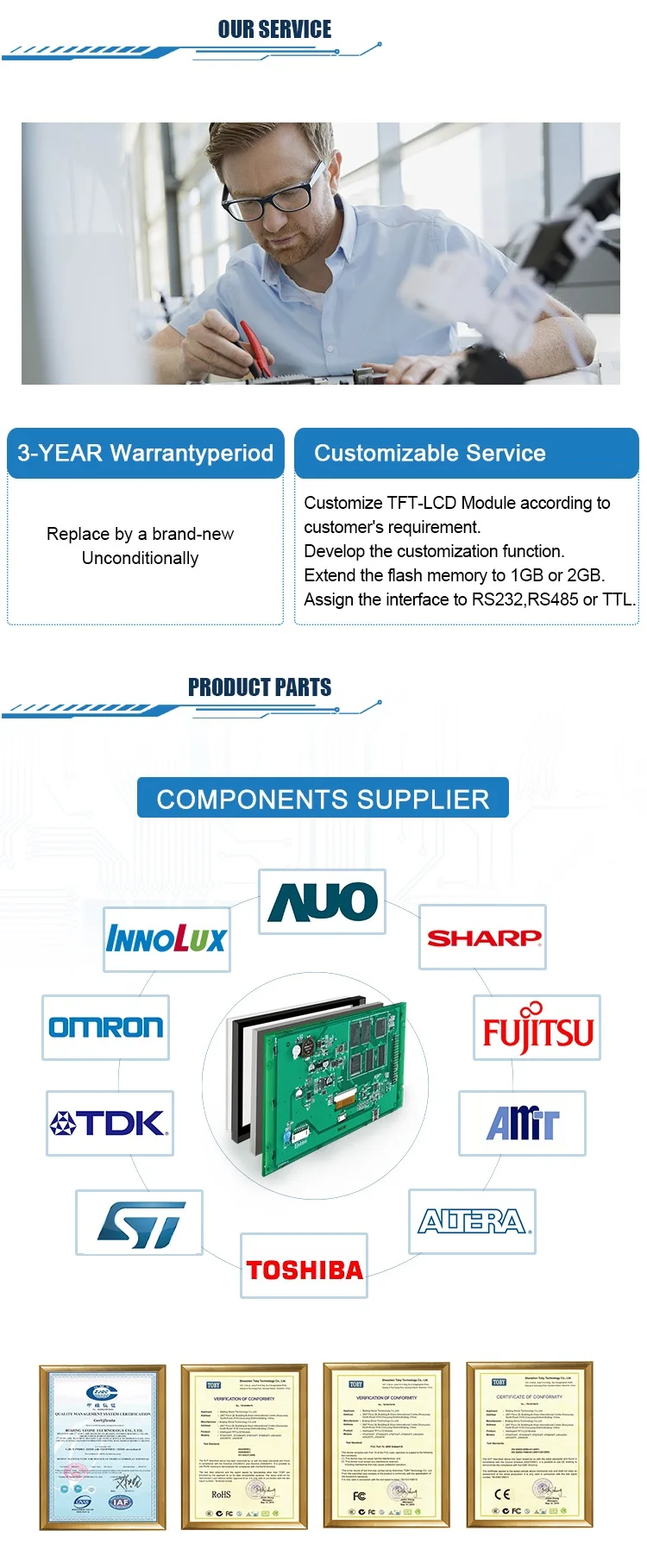 4.3 Polegada TFT Display LCD Com Tela