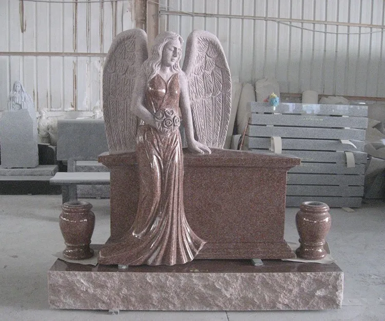 Custom Made Angel Granite Large Headstone With Wings - Buy Large