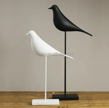 Polyresin Handicrafts Black White Bird Figurines Decoration Polyresin Handicrafts Black White Bird