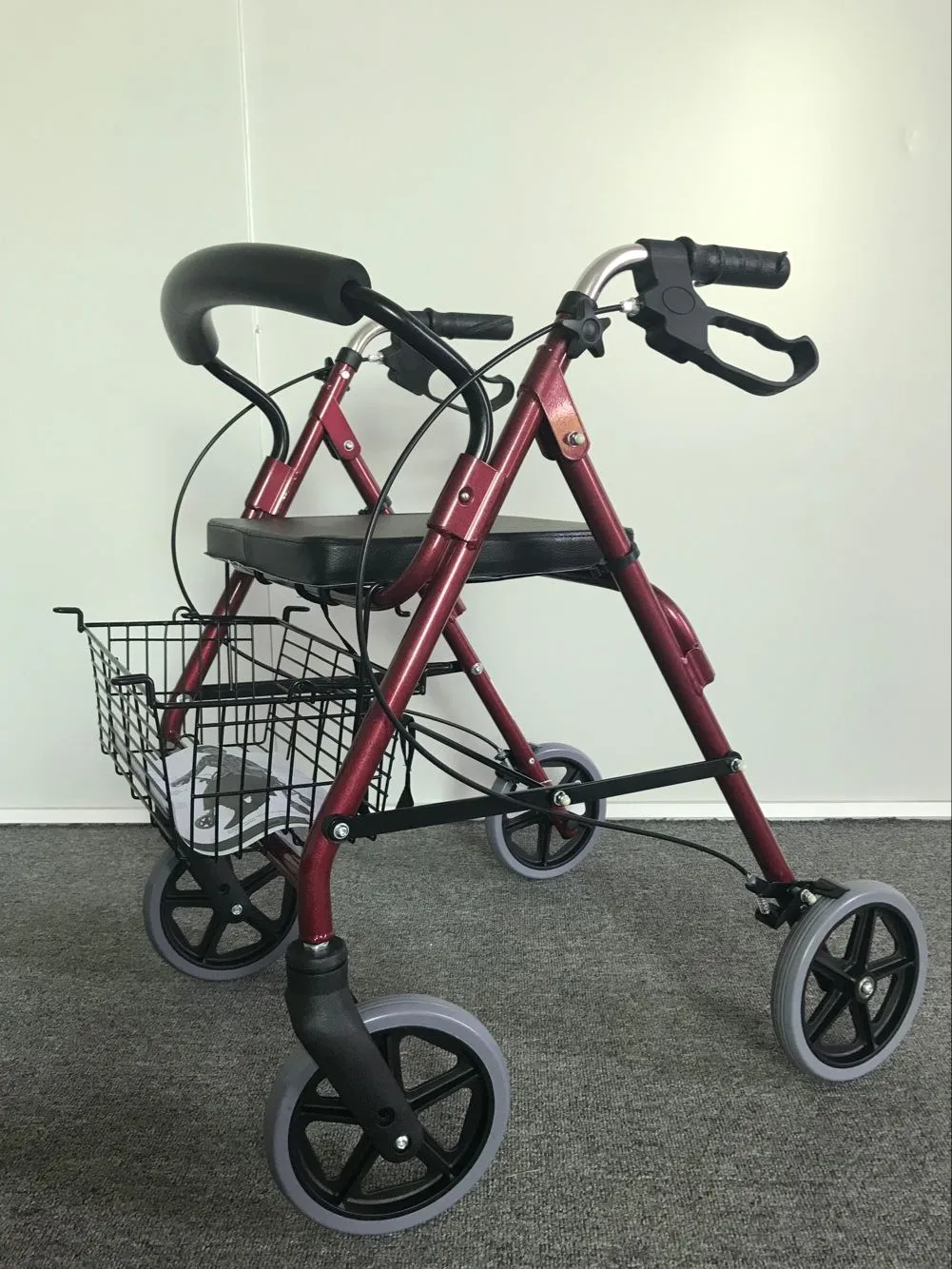 Aluminum Rollator 4 Wheel Walker Rollator With Seat And Basket Or Bag