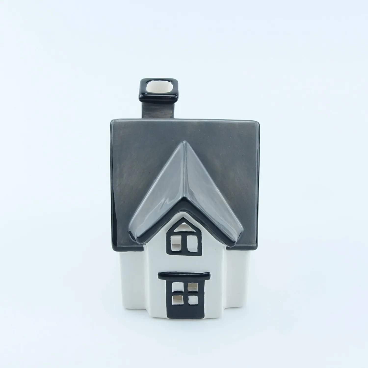White And Grey House Shaped Ceramic Tealight Holder For Candle Buy
