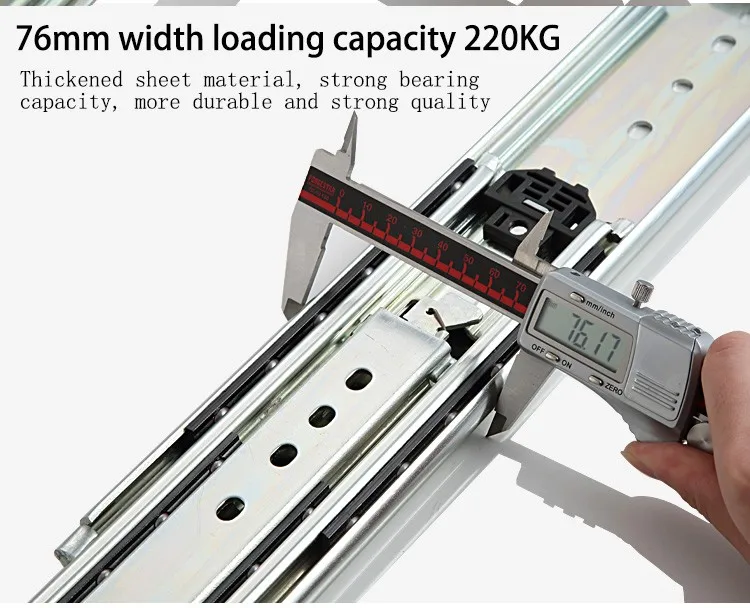 76mm Width Extra Heavy Duty Durable Industrial Locking Telescopic Drawer Draw Slides Runner