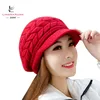 Multi Color Fashion Winter Warm Knitted Hats with Visor for Women Lady