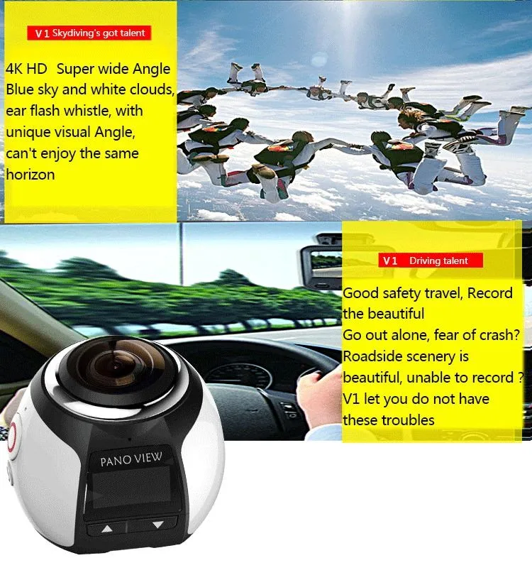 Camera 4k 360 Action Panoramic Camera Ultra Hd Panorama 360 Degree ...