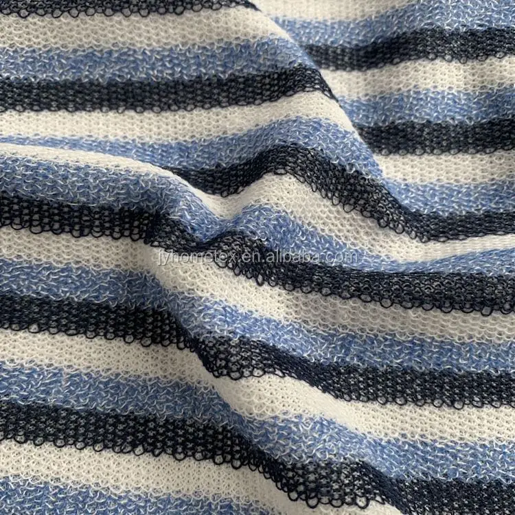 Blue And White Striped Yarn Dyed French Terry Knitted Fabrics - Buy ...