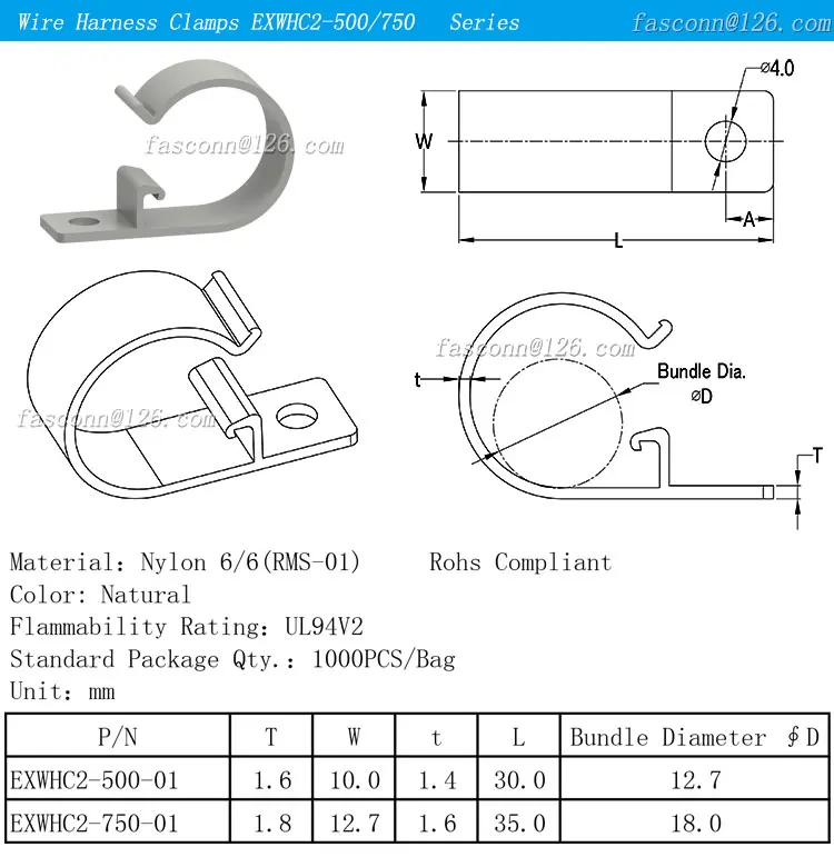 Nylon Extruded Wire Harness Clamps,Plastic P Type Cable Clips,R Type
