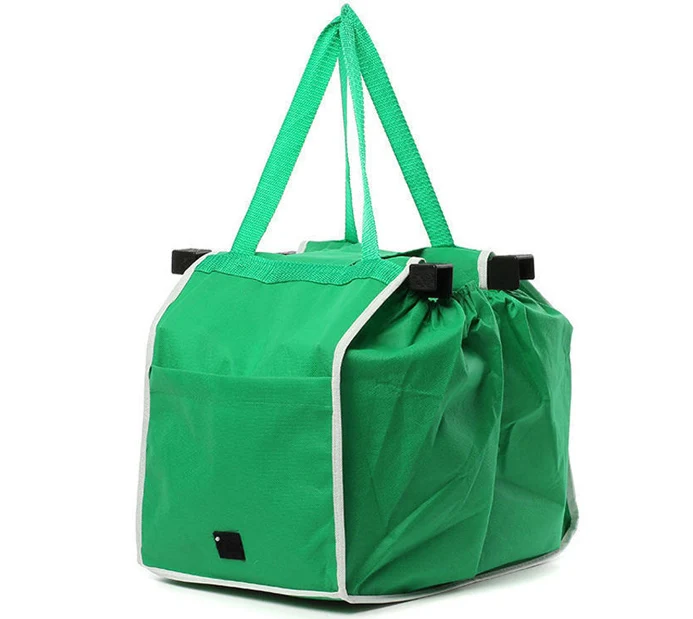Supermarket Trolley Shopping Bags Grocery Cart Clips Reusable Foldable Hand Bag