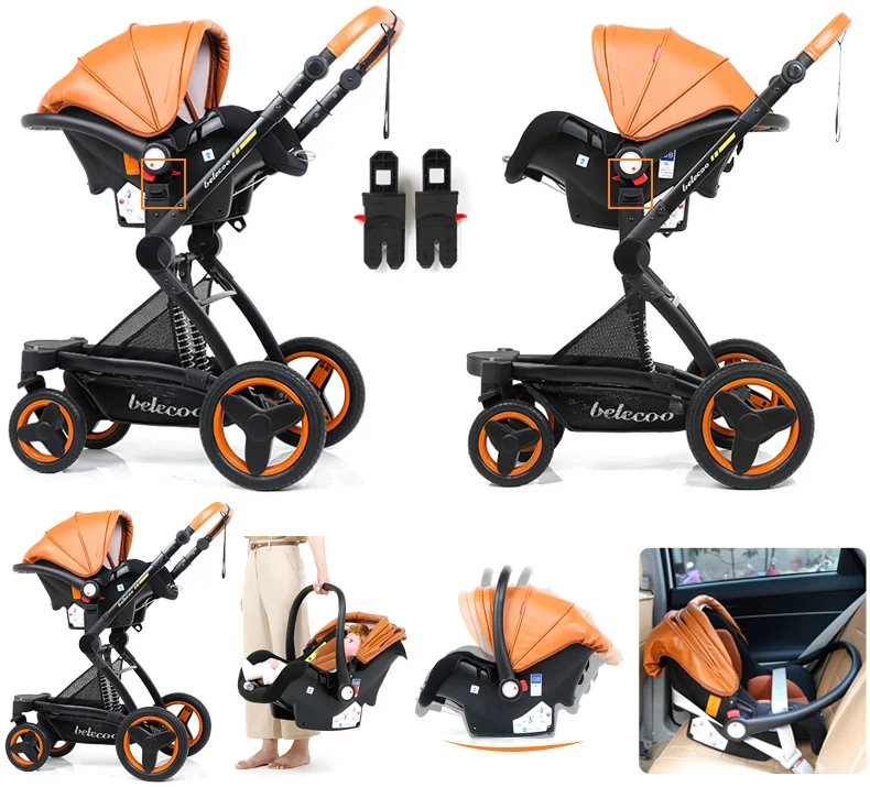Luxury Baby Stroller 3 in 1 With Car Seat High Landscape Pram For Newborns Travel System Baby Trolley Walker Foldable Carriage
