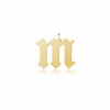 14K Solid Yellow Personalized Gold Lowercase Old English Initial Letter M Pendant