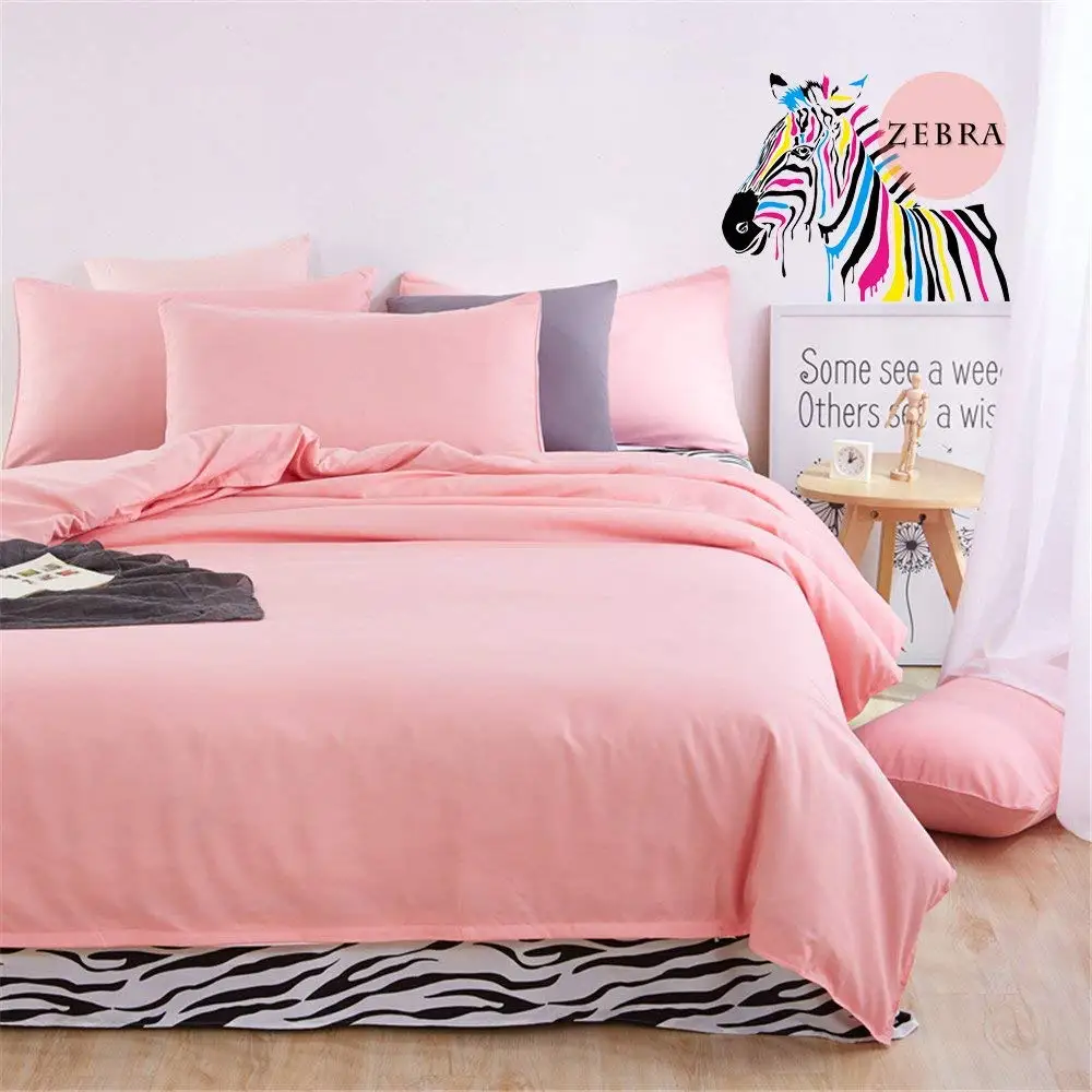 1 Flat Sheet Blue+Zebra COMFORTEX Duvet Cover Set With Aditional Flat Sheet 4-Piece Queen Size Soft Comfortable Solid Color and Zebra Lightweight Bedding set 1 Duvet Cover 2 Pillowcases