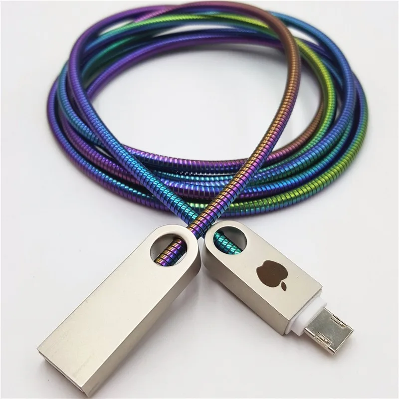 Both Sides Are Available Dual Use Metal Spring Cover Usb Charging Cable