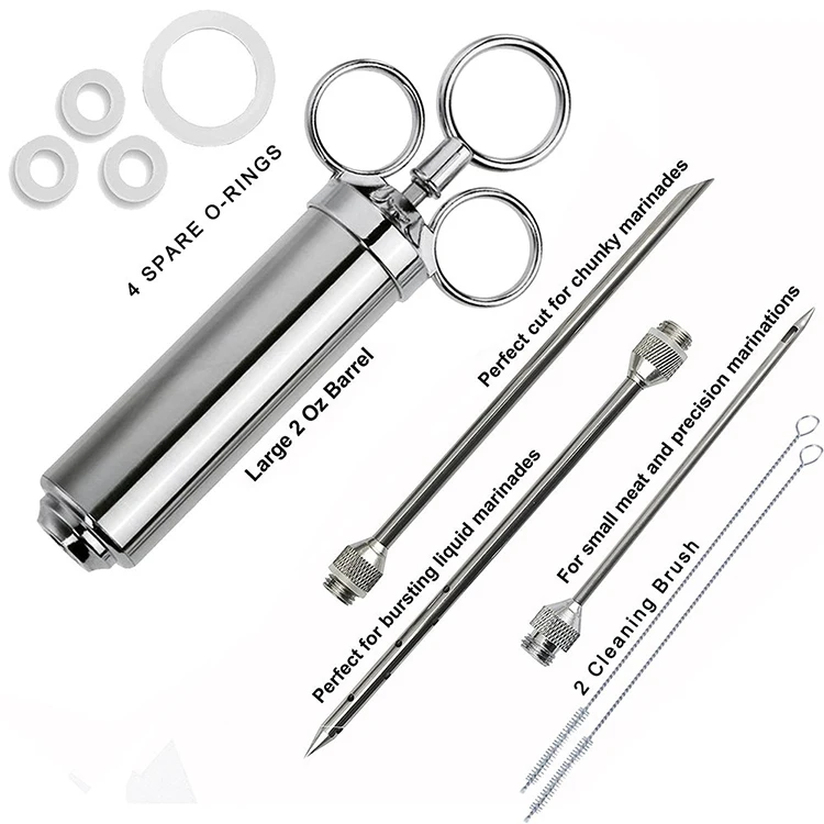 Heavy Duty Turkey Meat Injector 304 Stainless Steel 2 Oz Seasoning ...