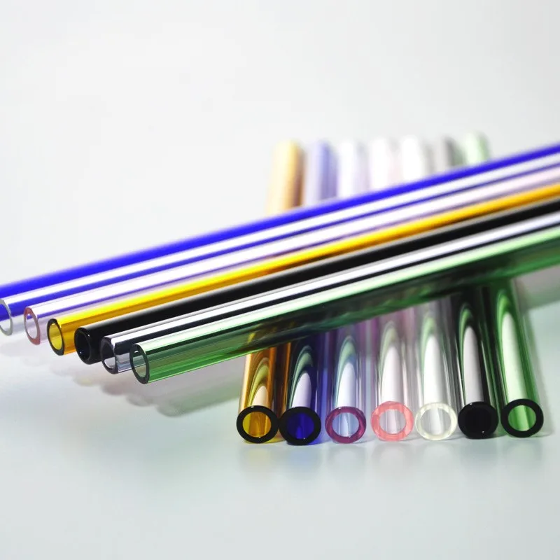 可重复使用的彩色玻璃管有趣的长弯曲硼硅玻璃饮用稻草酒吧配件