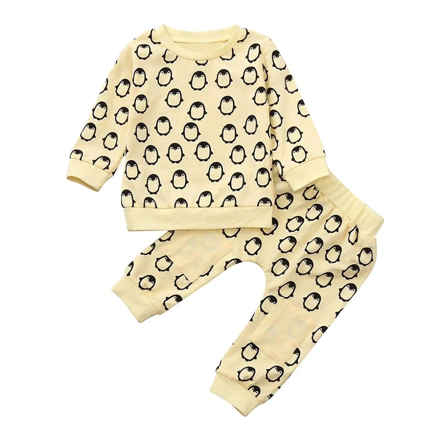 OldSch001 Teen Girls Sweatshirt Fashion Harmony Bear and Penguin Print Crop Tops