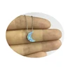 8x11mm Blue color moon shaped synthetic Opal stone for silver necklace