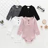 most popular ribbed cotton rompers OEM baby blank candy color rompers baby clothes