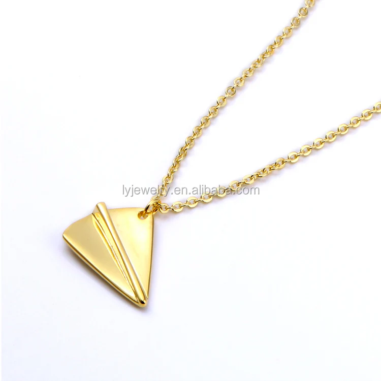 Gold Paper Plane Charm Necklace 1st Anniversary Gift Paper 