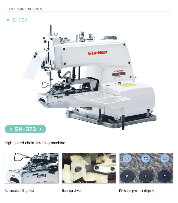 Hot Sale 373 Single Thread Chain Stitch Button Sewing Machine For