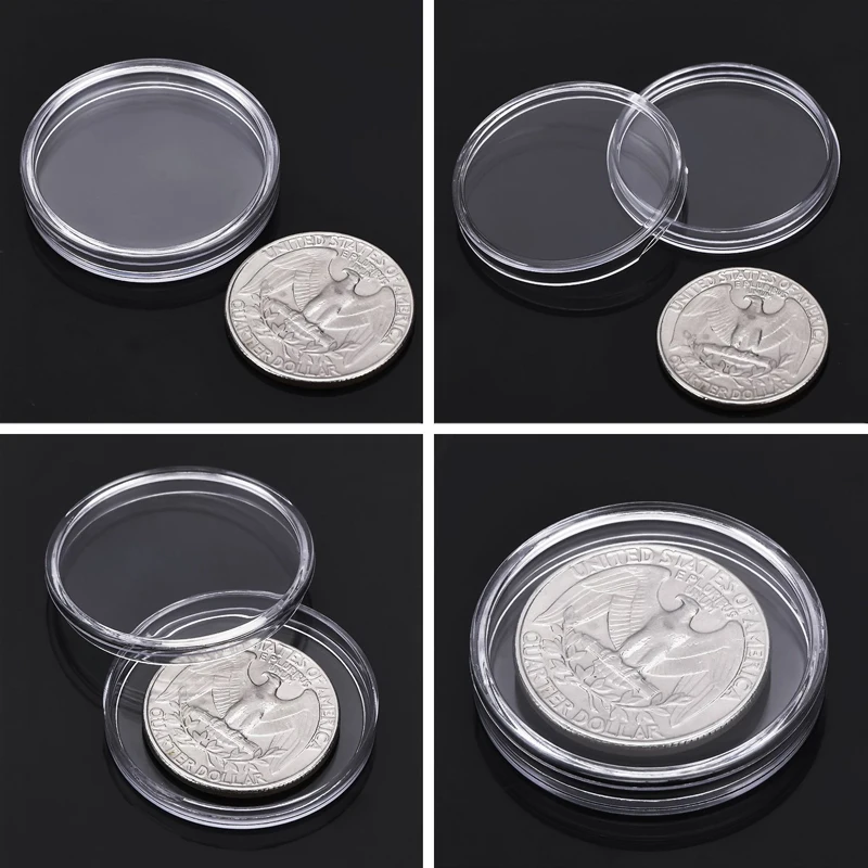 Round Plastic Coin Holder Coin Collection Case With Storage Organizer