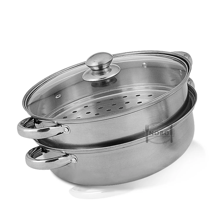 Wholesale Double Boiler Stainless Steel Food Steamer 2 Layer Stack