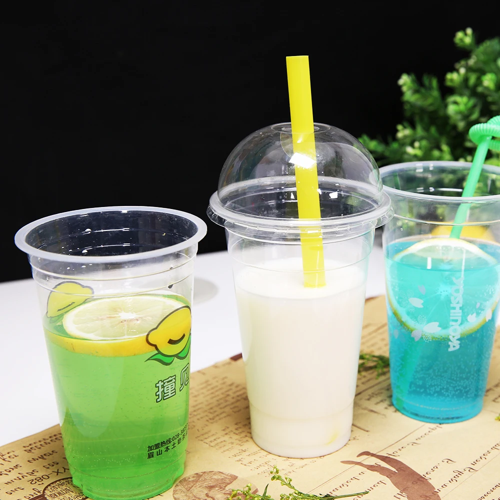 16oz 500ml Pet/pp Disposable Plastic Juice Cups With Lid_disposable