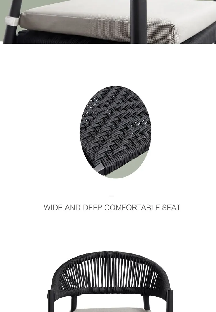 Waterproof Garden Restaurant Dining Woven Rope Chairs Outdoor Patio