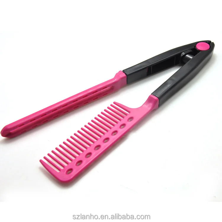 Cute Hair Straightener Hairdressing Salon Straightening Brush Folding V ...