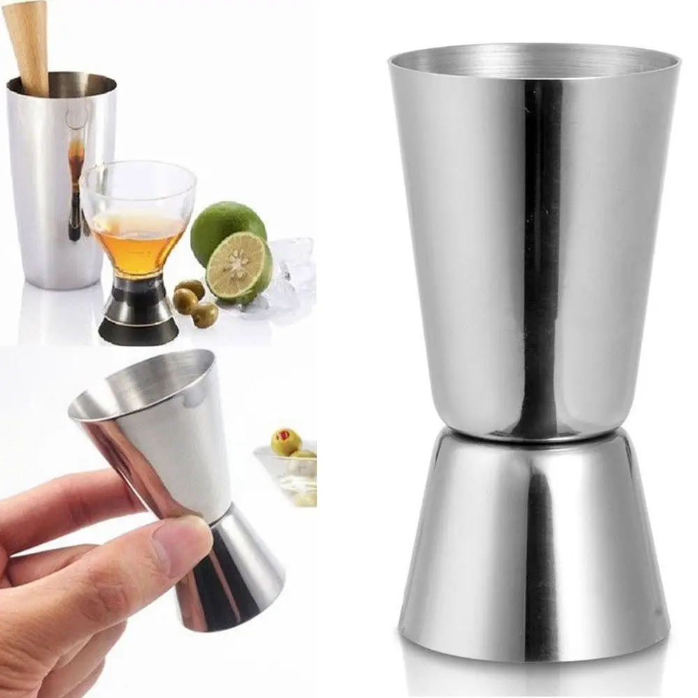 Stainless Spirit Cocktails Measure Cup 2 Sizes Shot Jigger Alcohol