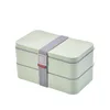 Double Layer Lunch Box Wheat Straw Bento Box Reutilizable Caja De Almuerzo Eco-Friendly Lunch Box For Kids