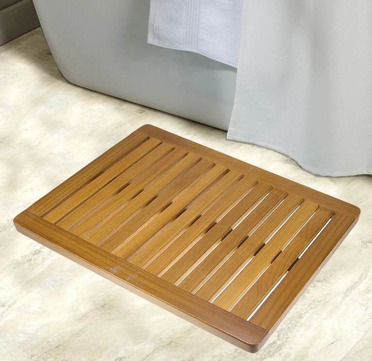 Naturally Tough Teak Wood Shower Bath Mat 18 X 24 Stands Up To