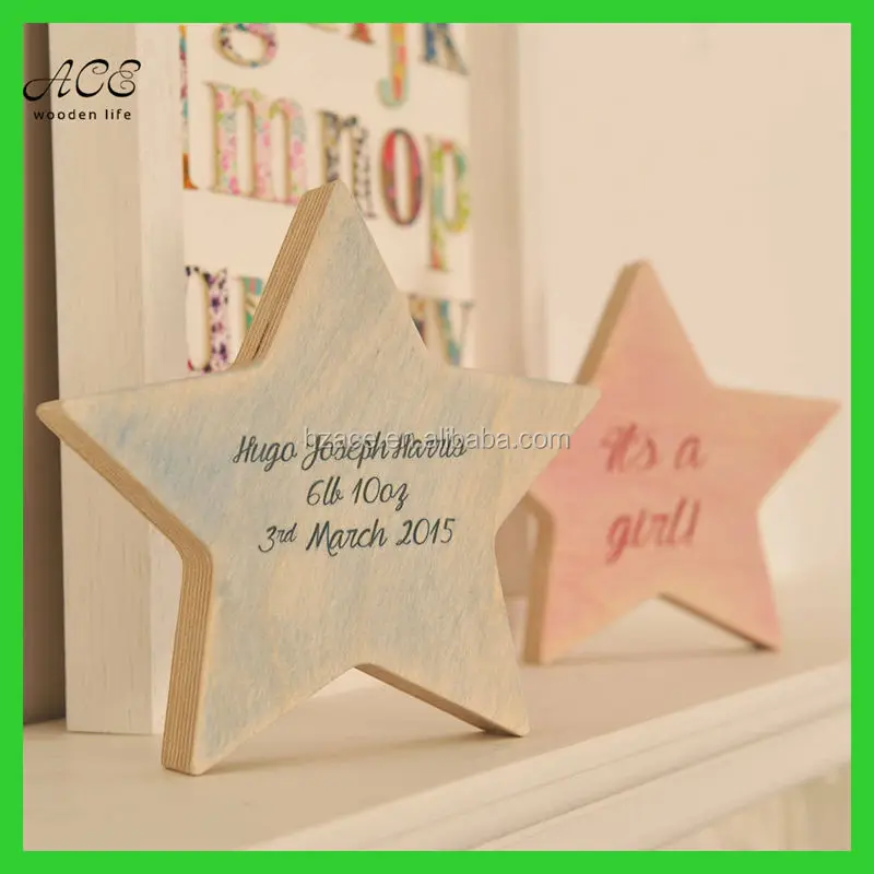 Wooden Ornament Engraved Wooden Star Decorative Wood Stars