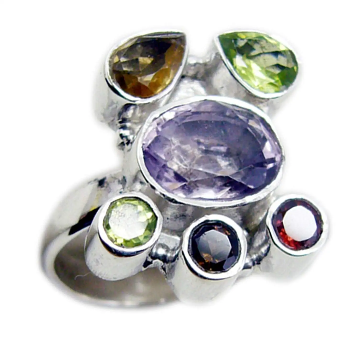 Jewelryonclick Elegant Genuine Citrine Sterling Silver Ring For Women Available in Sizes 4,5,6,7,8,9,10