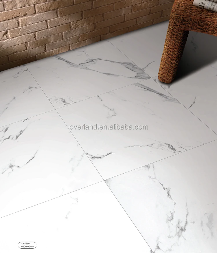 White high gloss ceramic floor tile