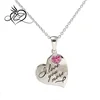 LOORDON Stock Stainless Steel "I love you more" Pink Crystal Pendant Necklace