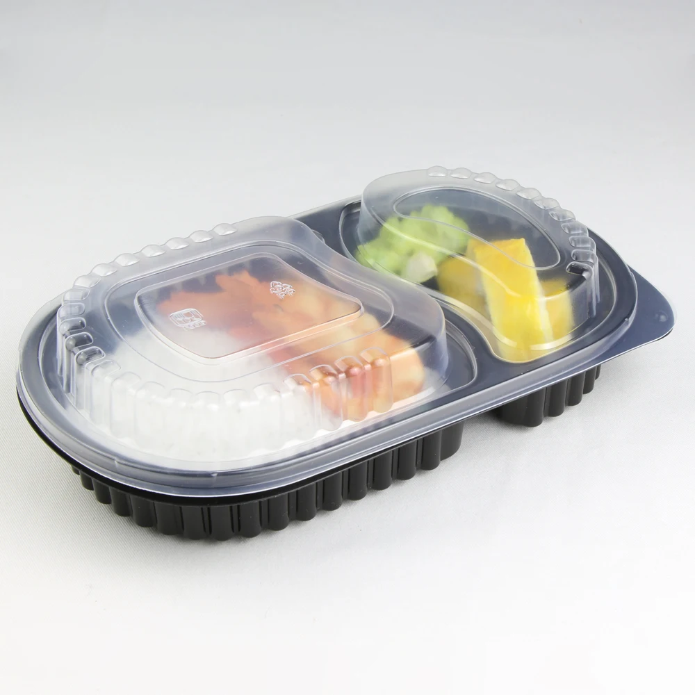 650ml 2 Compartments Microwavable Plastic Fast Food Disposable 2 Compartments Microwavable Plastic
