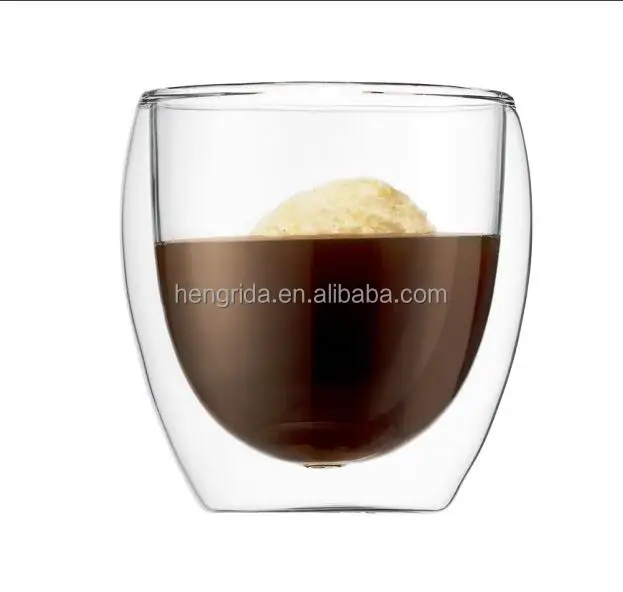 زجاج مزدوج الجدار من البورسليكات 250 مللي مقاوم للحرارة لقهوة الشاي