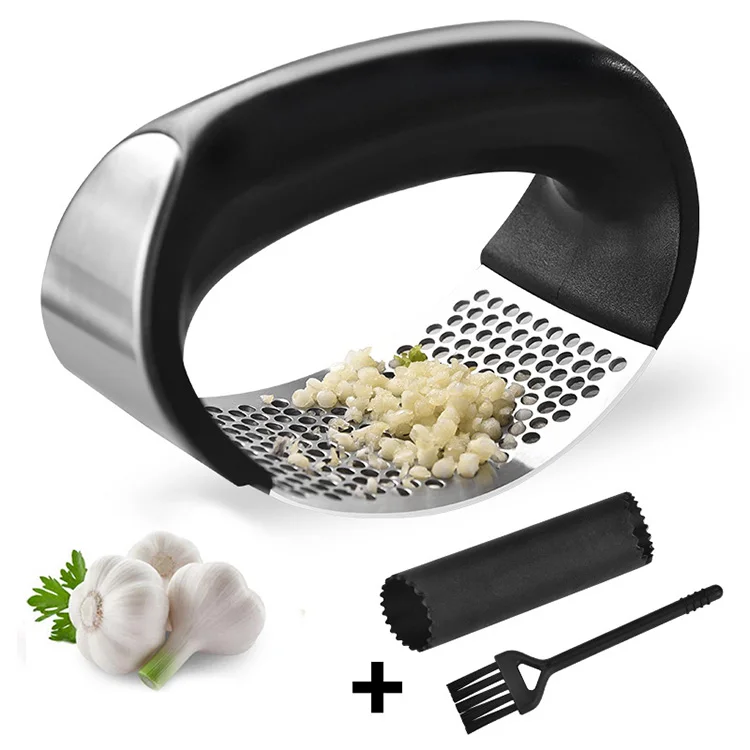 Stainless steel manual garlic press crusher squeezer masher home kitchen tool LY 