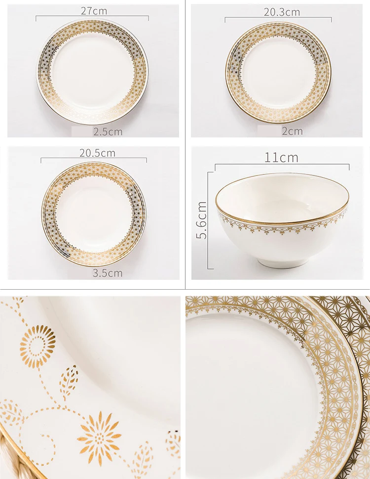 Royal Ceramic Dinner Set 4pcs Porcelain Gold Dinnerware Set /gold Plate