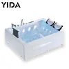 two person colorful light water jets massage acrylic bathtub, fancy whirlpool luxury waterfall bathtub for africa market