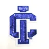 Factory custom sequin letter embroidery sew on patches for clothing