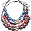 ANDE-N3002 Cowrie Necklace Multi Color Cowrie Shell Jewelry Natural Cowrie Shell with Gold Trim