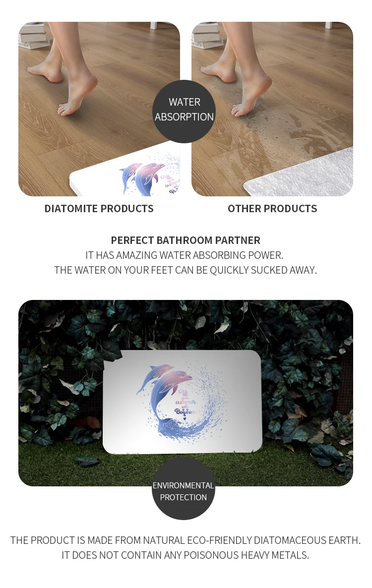 Anti-Slip Diatomaceous Earth Bath Mat Toilet Mat