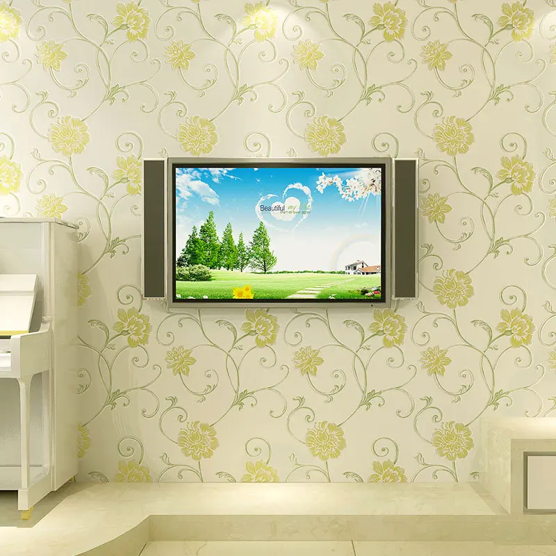 3d stereoscopische idyllisch romantische paarse bloem behang non ... Woonkamer behang koper