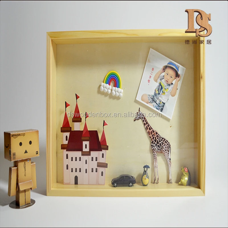 Natural A4 Frame Wooden Display Box Wall Hanging Decorative Wooden
