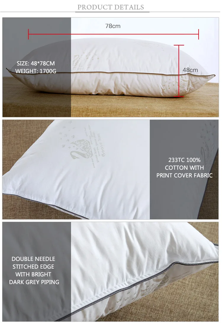 50*70cm 1000g 233t 100 Cotton Hotel Duck Feather Pillow Inner Buy