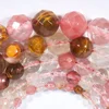 Natural Cherry Quartz Cutting Faceted Beads Well Polished Round Loose Beads for Jewelry Making, Factory Wholesale