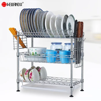 Diy Metal Cromado 3 Niveles Cocina Tendedero Para Plato,Aprobación Nsf