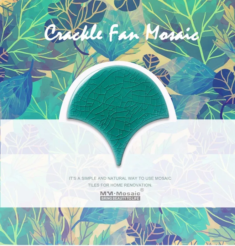 home improvement turquoise green fan shape porcelain mosaic