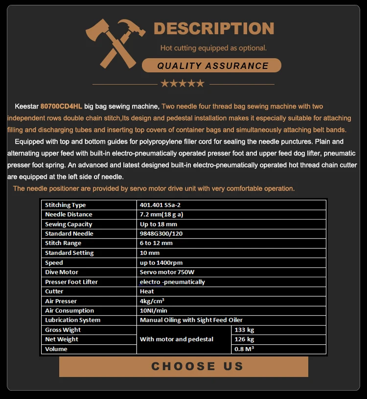 Keestar 80700cd4hl Double Needle Chain Stitch Heavy Duty Synthetic Turf
