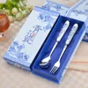 MKS-502 High quality spoon fork Natural cutlery 2pcs flatware set hotel/restaurant flatware tableware cutlery gift box ceramic